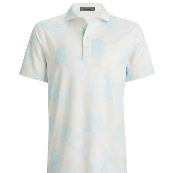 G/Fore Men's XL Stone Stamped Floral Tech Jersey Polo MSRP $120 - Picture 2 of 7